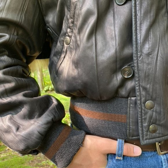 FABULOUS john paul gaultier LEATHER bomber jacket women's  medium - Picture 2 of 16